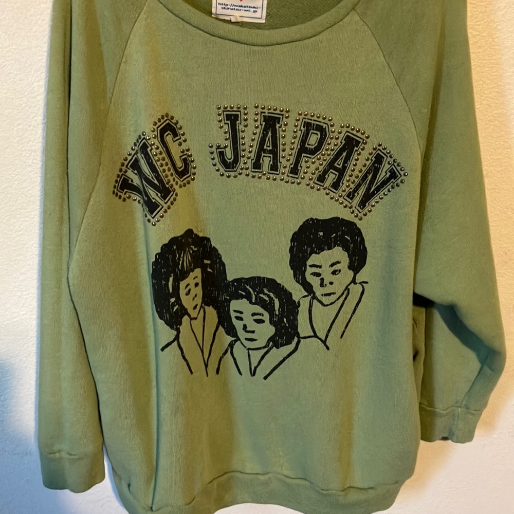 WC‎ Japan Green Graphic with Brads Women's Slouch Sweater